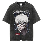 Vintage Washed Oversized Graphic Streetwear Tee with Bold Illustrated Energy Design