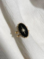 Celestial Oval Cuff Ring with Gothic Star Inspired Statement Design