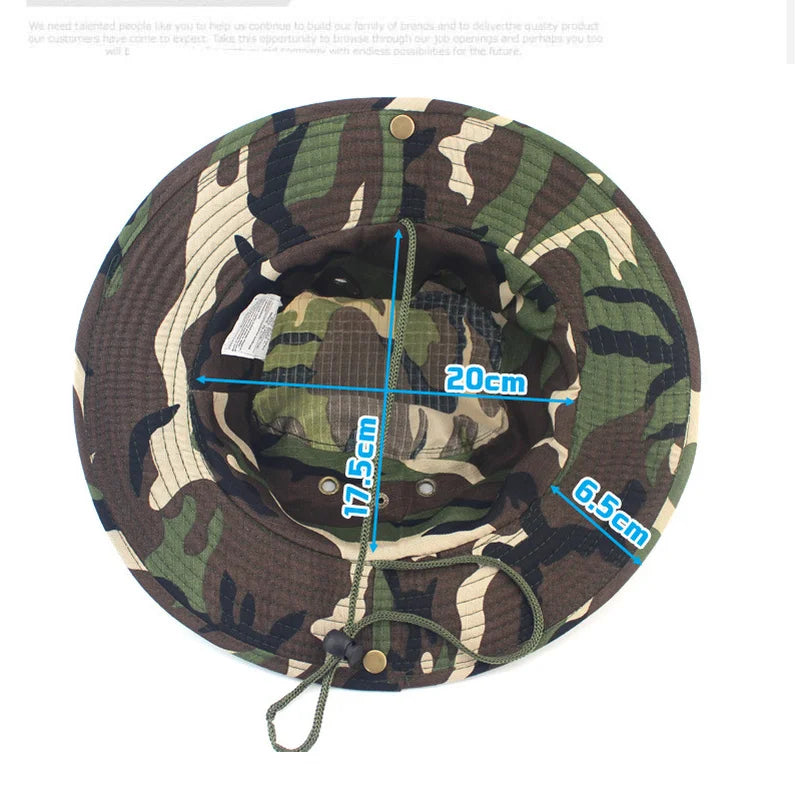 Unisex Outdoor Boonie Bucket Hat with Adjustable Chin Cord for Hiking Fishing and Camping