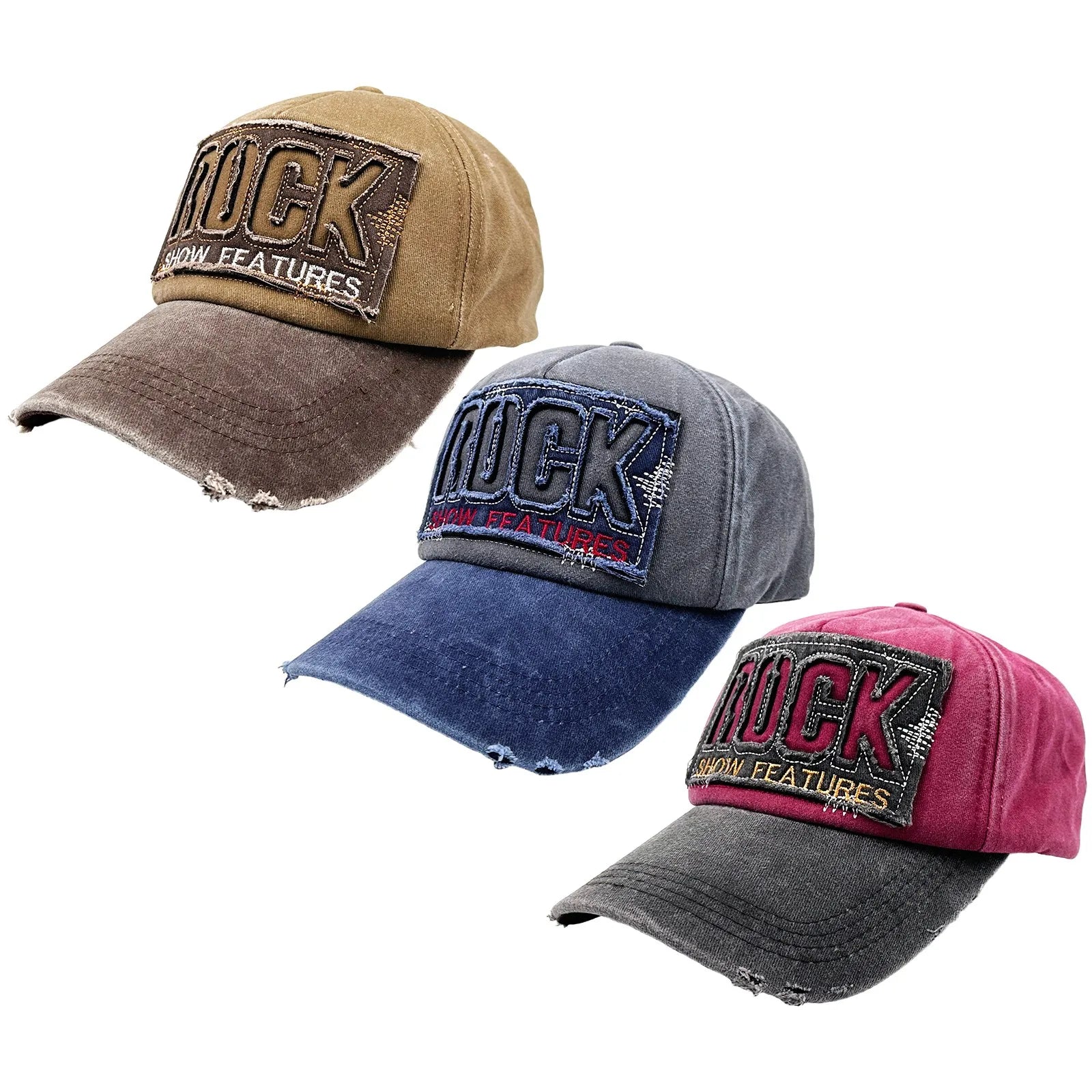 Vintage Distressed Washed Baseball Cap Embroidered Patch Casual Streetwear Outdoor Hat