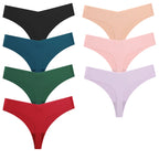Seven-Piece Seamless V-Front Thong Set in Vibrant Jewel Tones