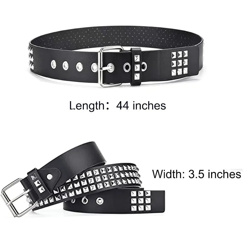 Double Row Pyramid Stud Waist Belt for Punk Gothic Alternative Style