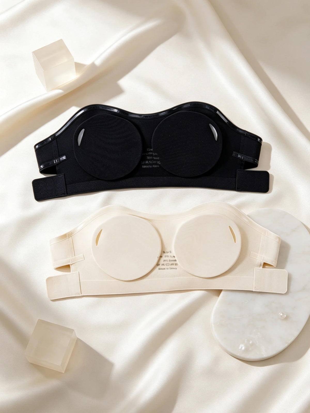 Two-Piece Seamless Strapless Bandeau Bra Set with Removable Padding