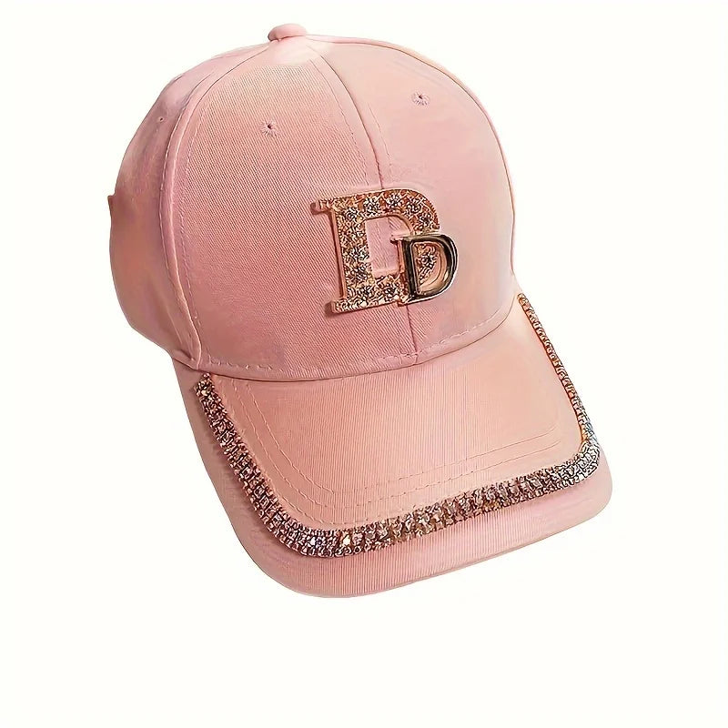 Rhinestone Embellished Baseball Cap Adjustable Curved Brim Fashion Streetwear Hat