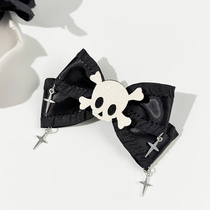 Skull Bow Hair Clip Gothic Punk Statement Alternative Fashion Accessory