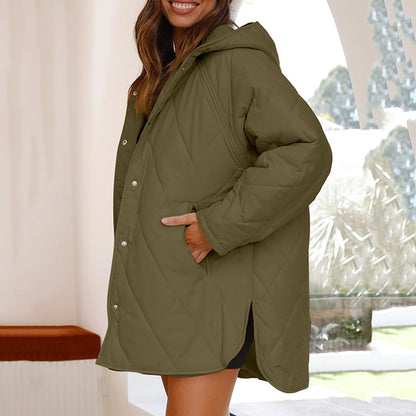 Women's Long Lightweight Padded Coat Relaxed Casual Winter Everyday Layering Jacket