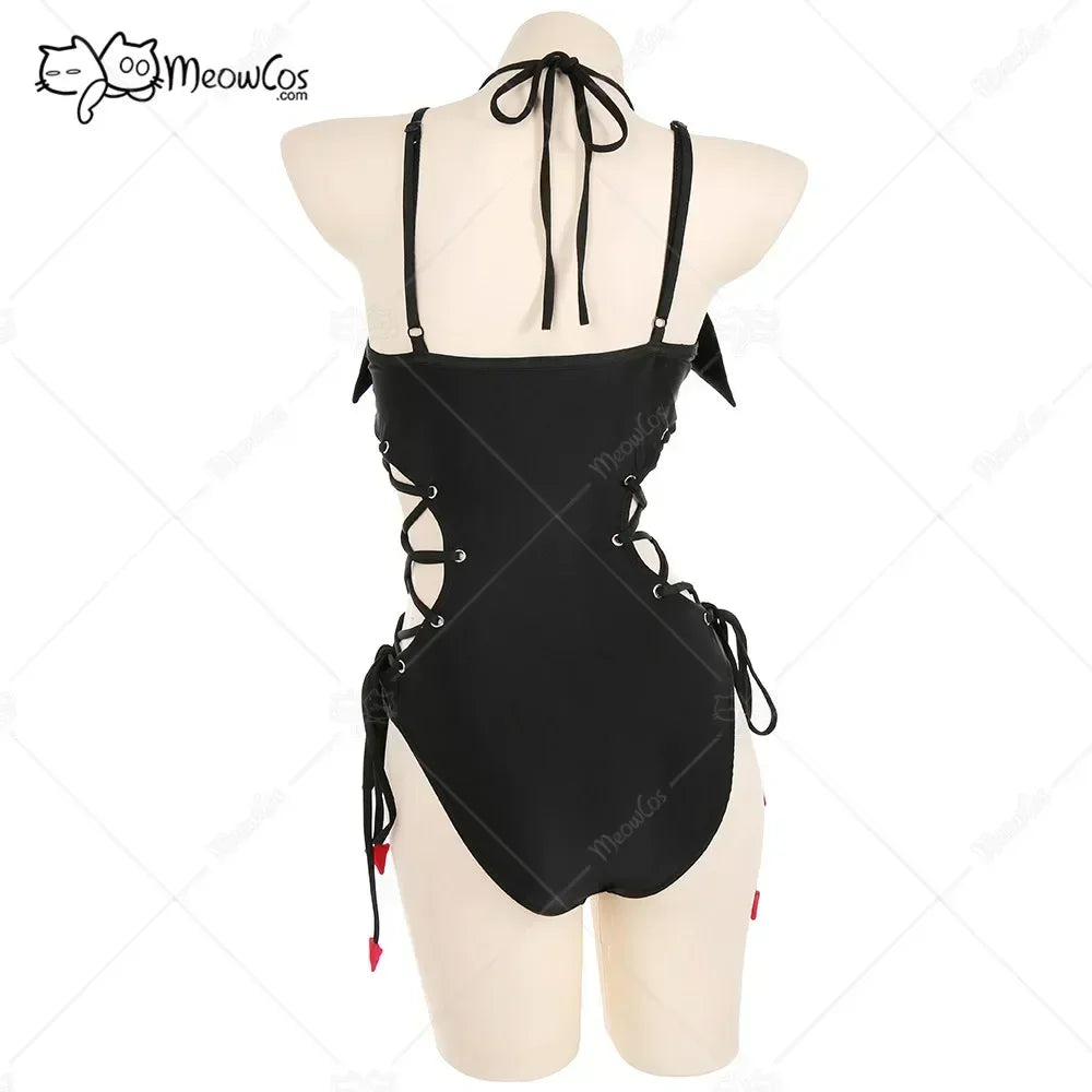 Women's Halter Cutout One-Piece Swimsuit with Decorative Side Ties and Statement Silhouette