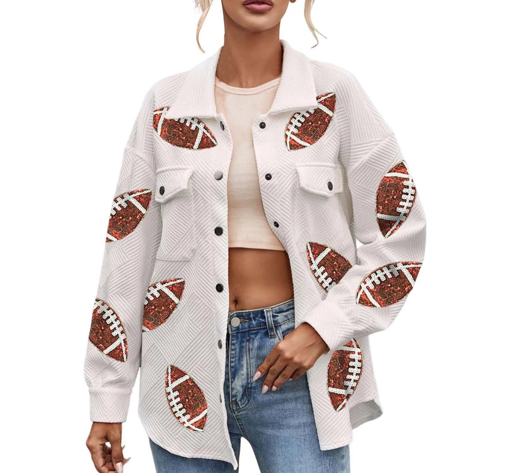 Retro Sports Graphic Button Front Oversized Casual Bomber Style Jacket