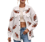 Retro Sports Graphic Button Front Oversized Casual Bomber Style Jacket