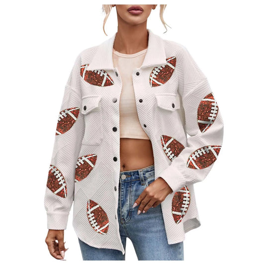 Retro Sports Graphic Button Front Oversized Casual Bomber Style Jacket
