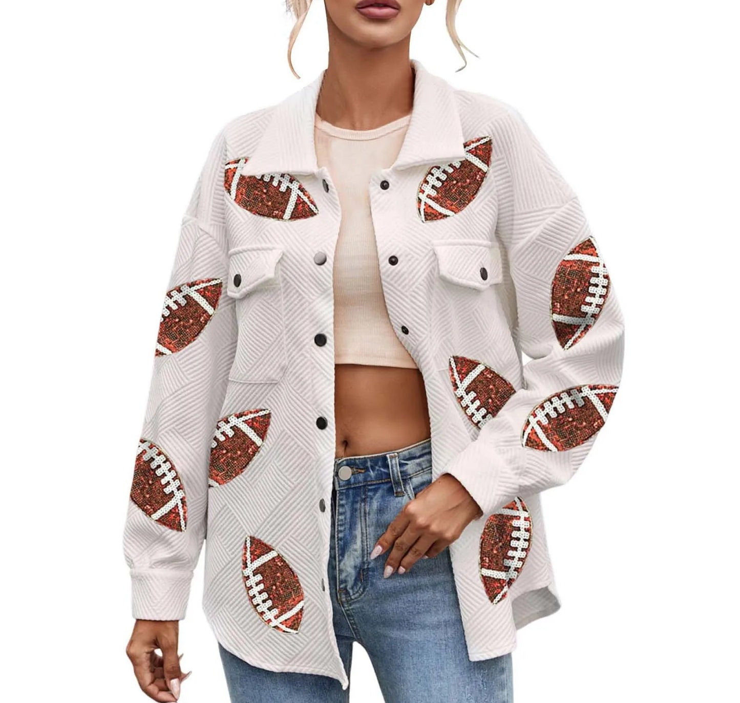 Women's Button Front Varsity Jacket Graphic Print Casual Streetwear Lightweight Outerwear