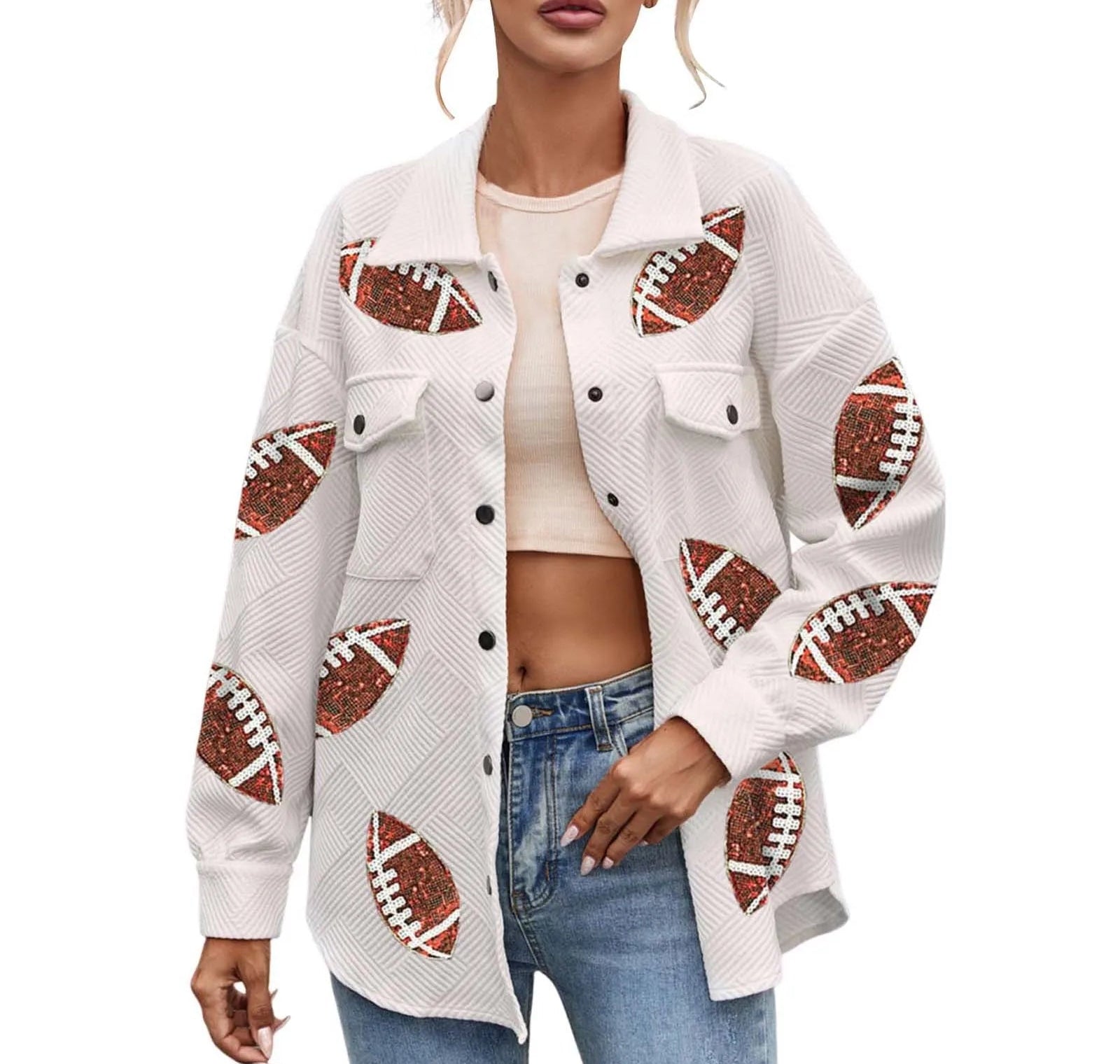 Women's Button Front Varsity Jacket Graphic Print Casual Streetwear Lightweight Outerwear