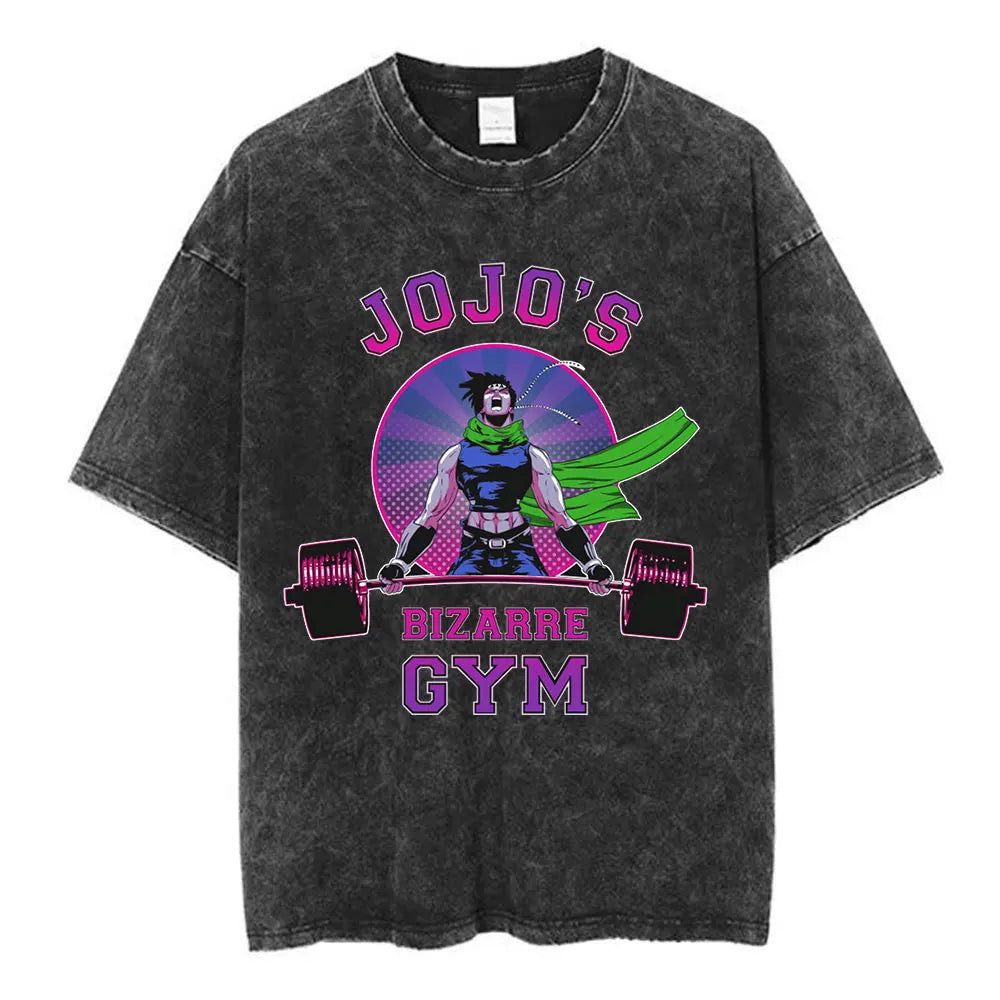 Anime Goth Retro Gym Streetwear Tee with Manga-Inspired Graphic Artwork