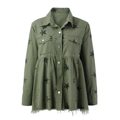 Star Pattern Streetwear Bomber Jacket with Relaxed Casual Urban Fit