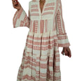 Bohemian Print Maxi Dress with V Neck and Flowy Long Sleeves