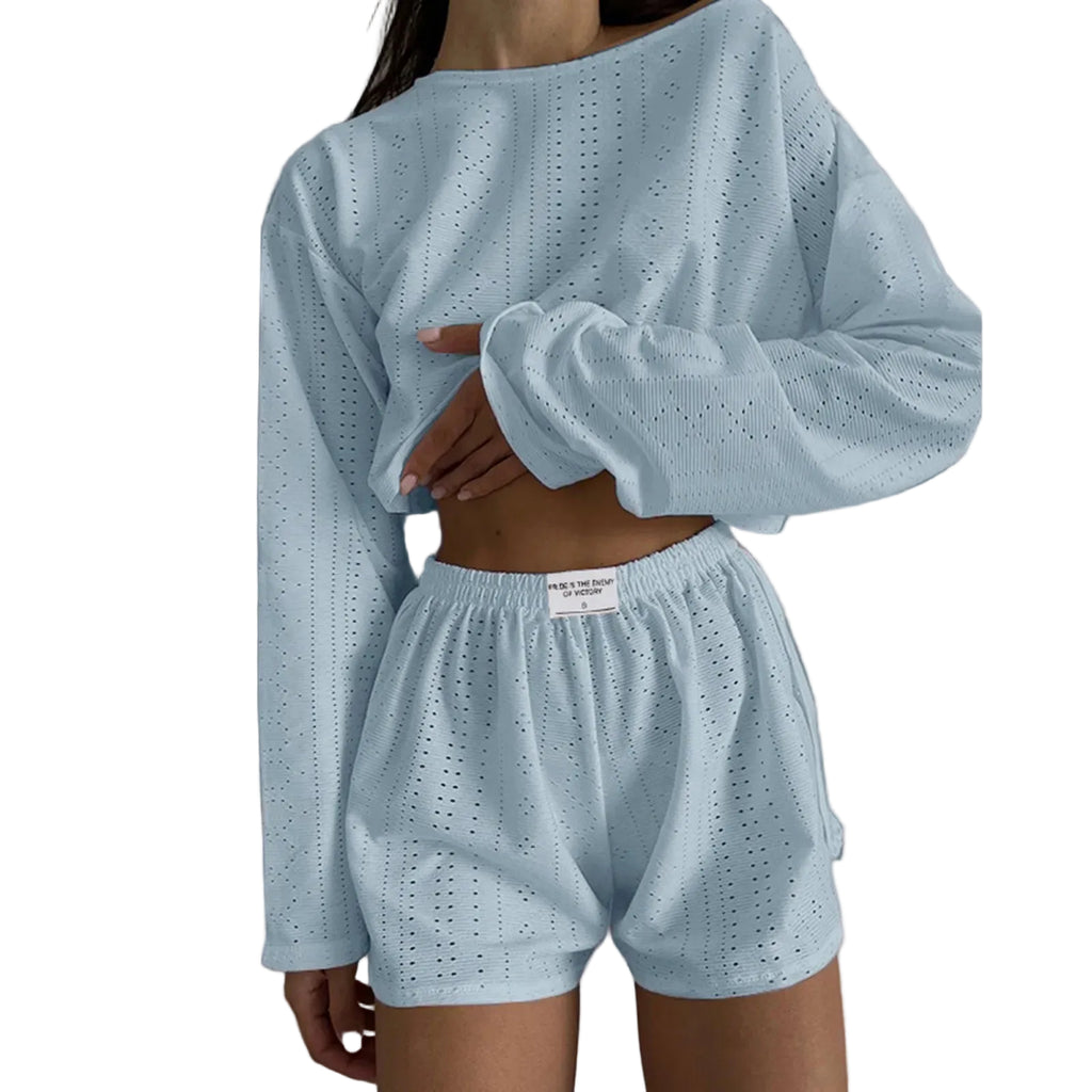 Women's Oversized Sweatshirt and Shorts Co-Ord Set Casual Lounge Outfit