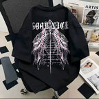 Vintage Graphic Streetwear Cotton T-Shirt With Wing Inspired Artwork Design