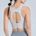 High-Support Plus-Size Sports Bra with Open Keyhole Back and Wide Band