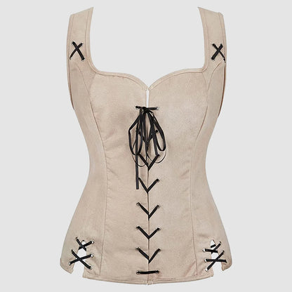 Gothic Lace-Up Corset Top with Dark Fantasy Streetwear Aesthetic