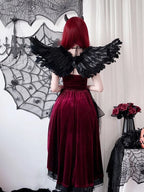 Dark Gothic Corset Dress with Dramatic Cape Alternative Fashion Styling