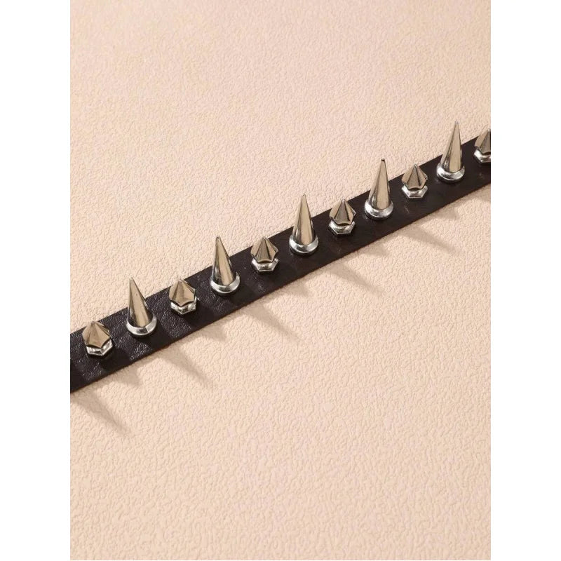 1pc Gothic Punk Spiked Leather Choker, Edgy Rebellious Necklace for Rock Style & Statement Looks