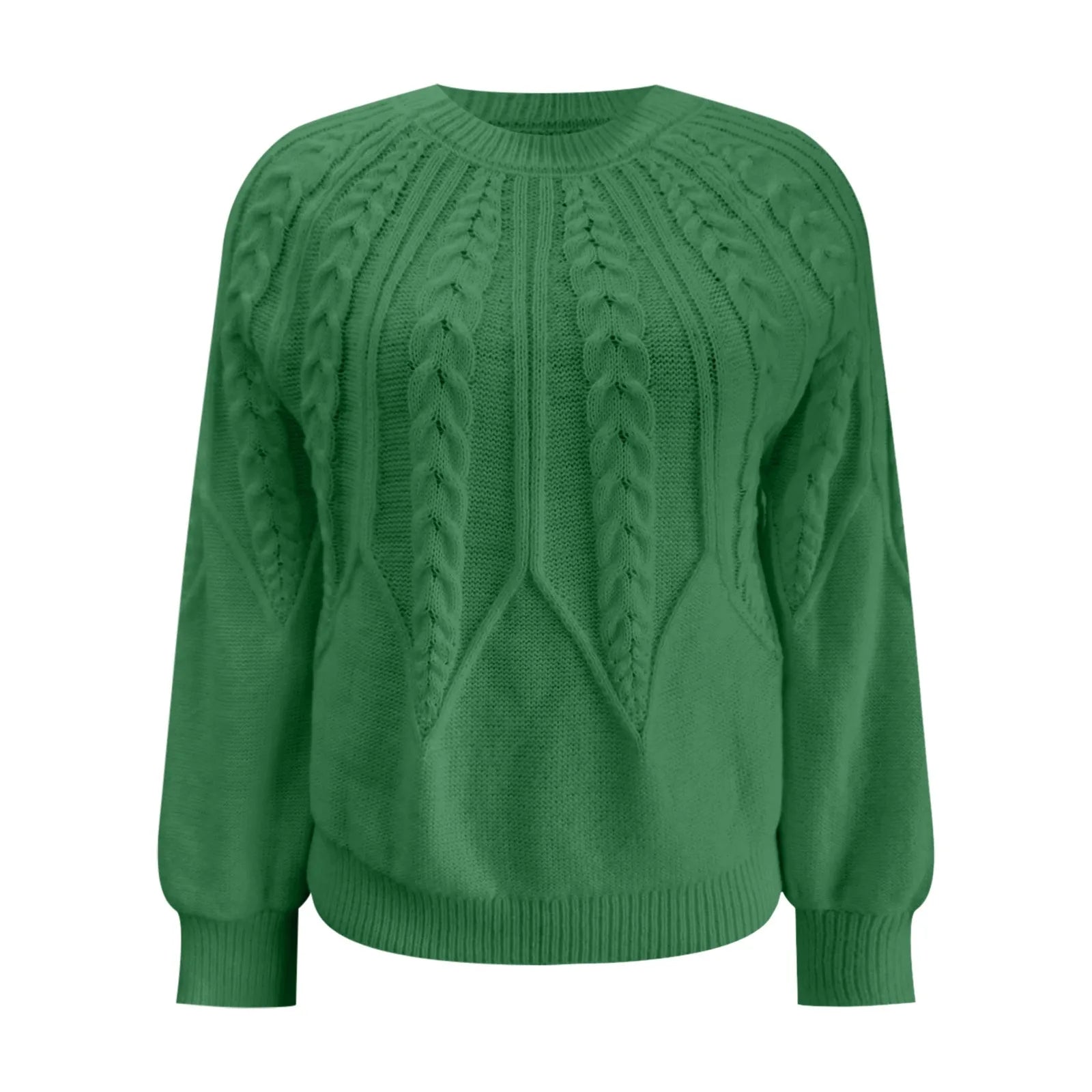 Women's Textured Crew Neck Relaxed Fit Contemporary Knit Sweater Top