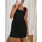 Floral Accent Gothic Mini Dress with Anime-Inspired Feminine Streetwear Style