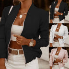 Women's Minimalist Zip-Up Bomber Jacket with Stand Collar Contemporary Casual Streetwear Style
