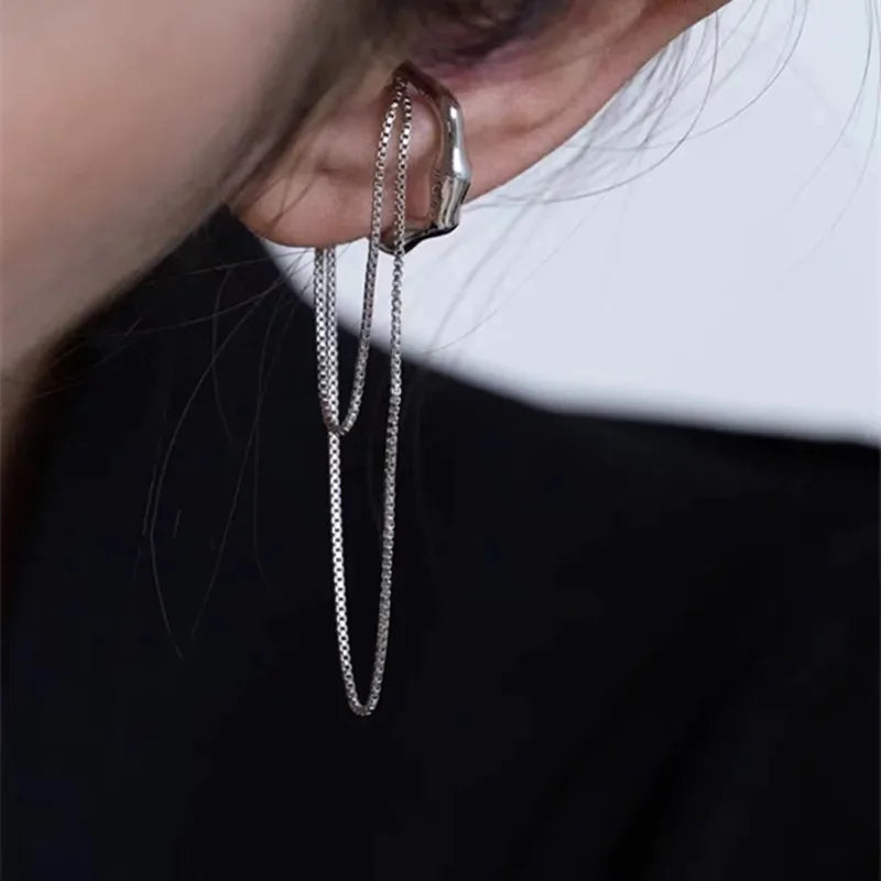 Chain Tassel Ear Cuff for Punk Gothic Alternative Fashion Looks