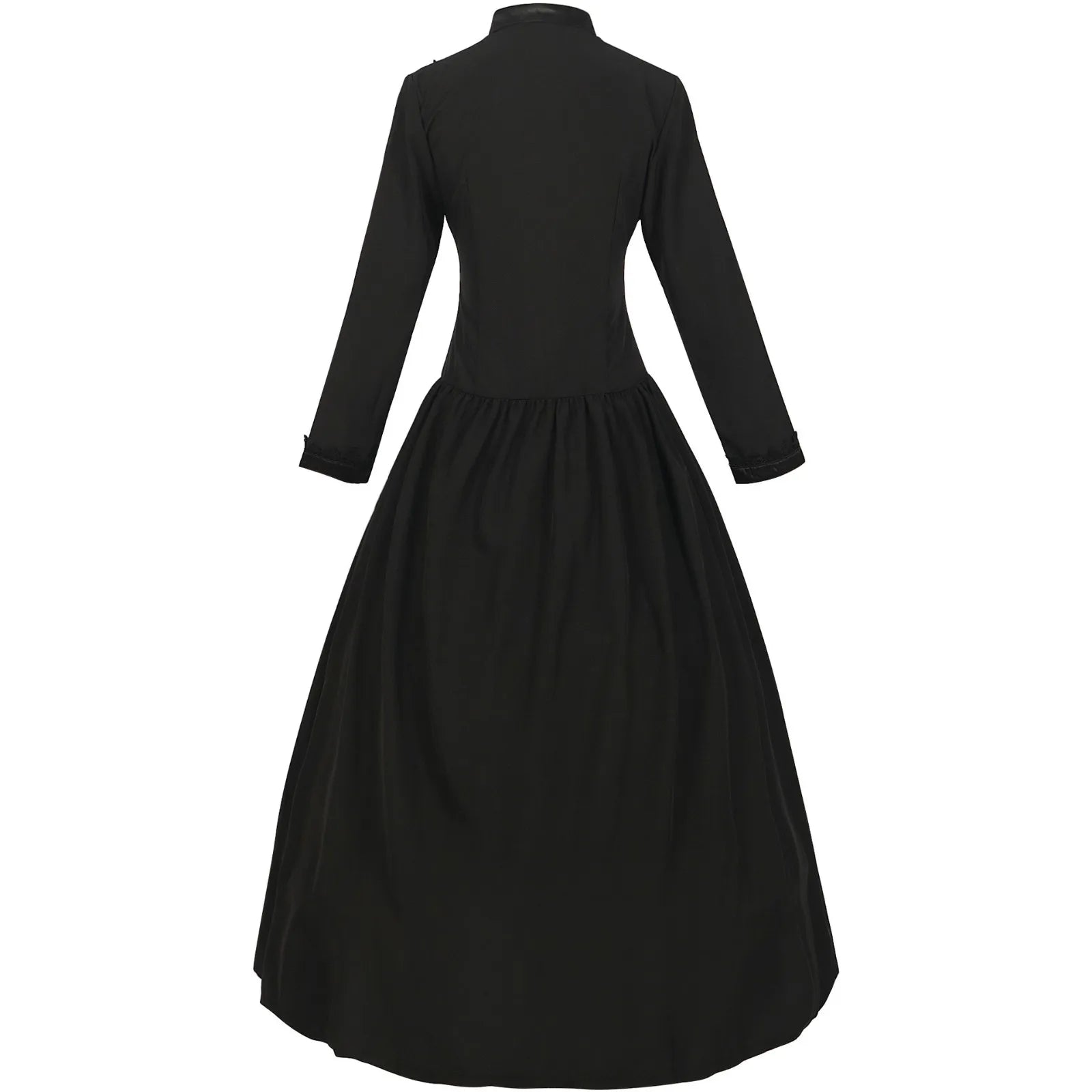 Victorian Gothic High-Neck Button Front Maxi Dress with Classic Elegance