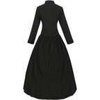 Victorian-Inspired Long Sleeve Black Maxi Dress with High Collar