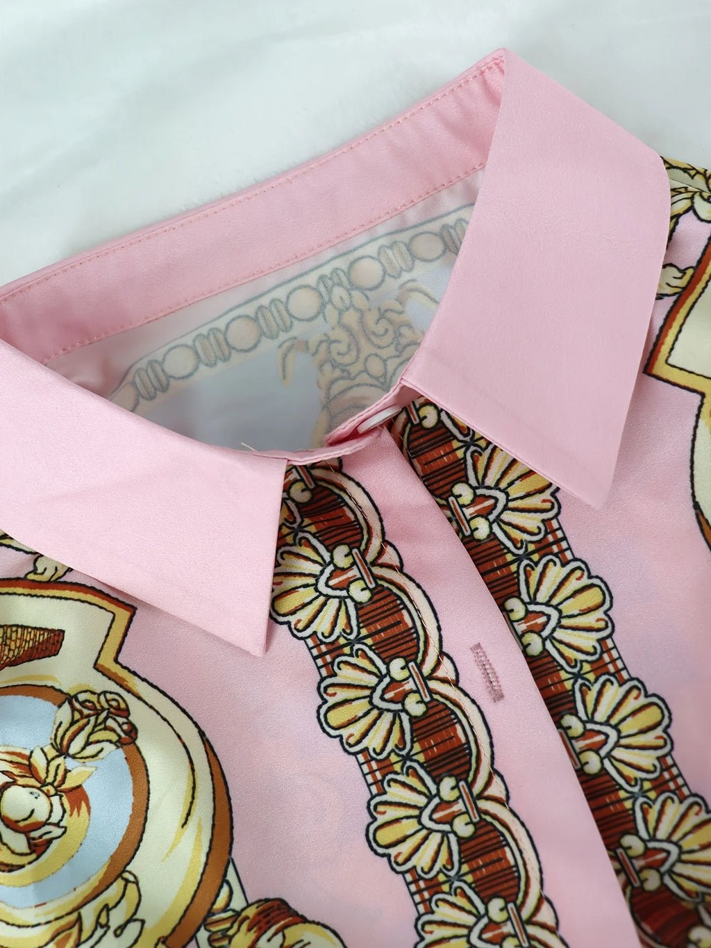 Women's Ornate Print Shirt and Pants Co-Ord Set Casual Elegance