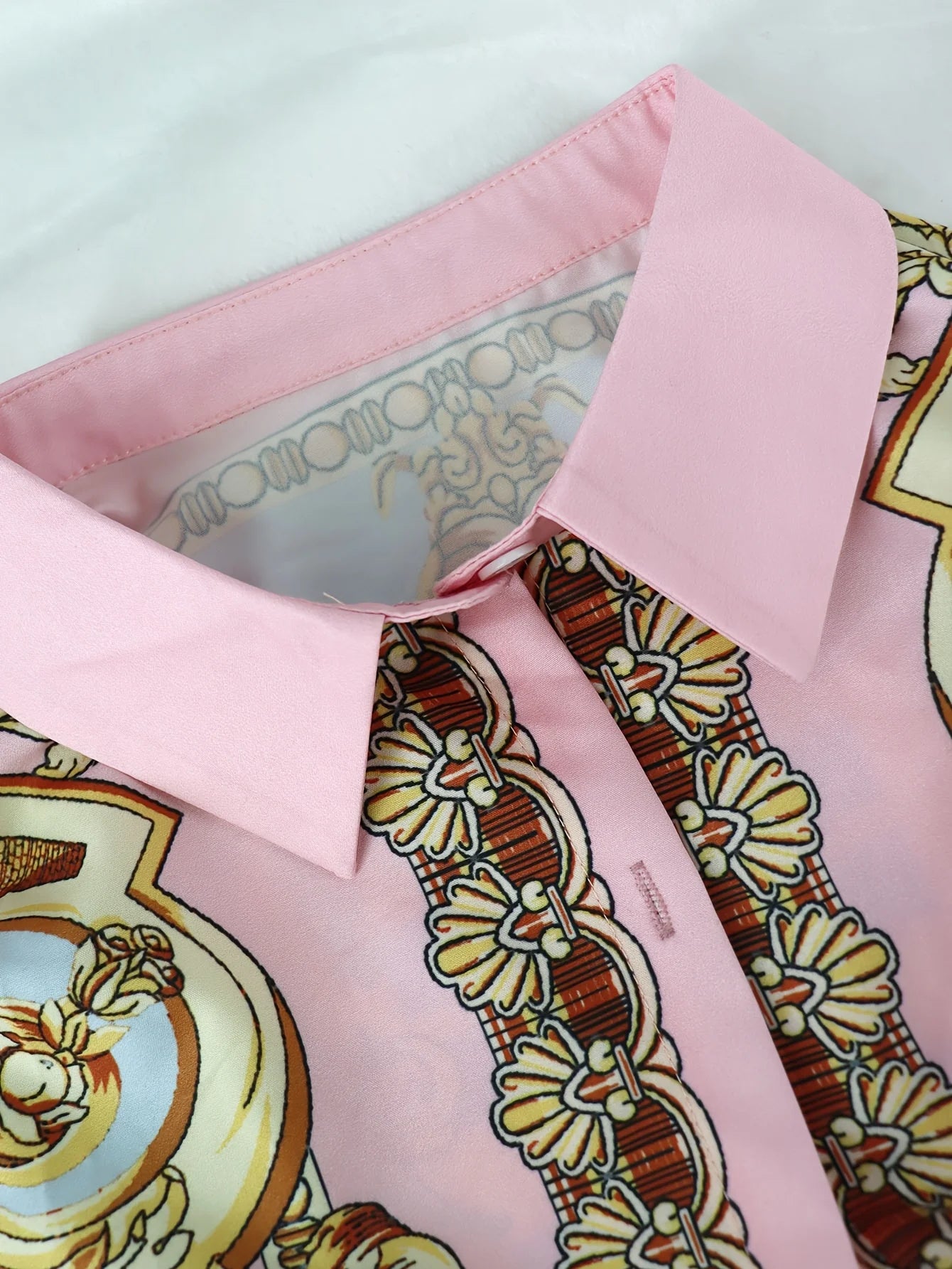 Women's Ornate Print Shirt and Pants Co-Ord Set Casual Elegance