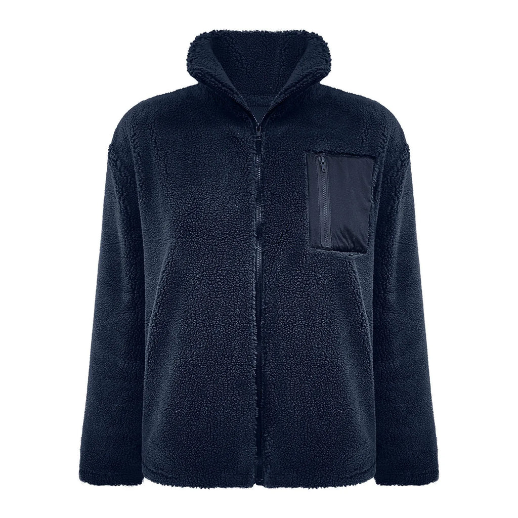 Women's Plush Teddy Fleece Zip Jacket with Relaxed Hooded Everyday Comfort Style