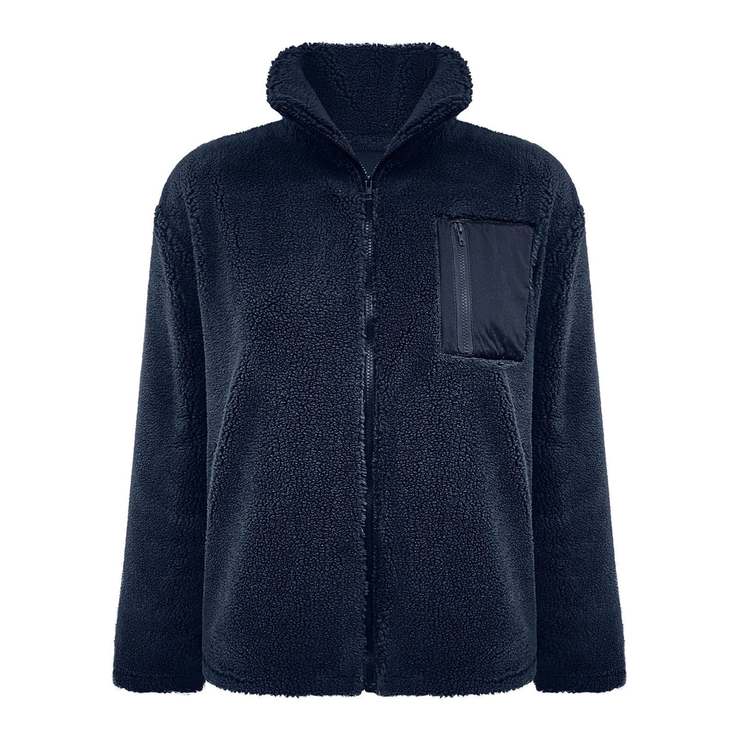 Women's Plush Teddy Fleece Zip Jacket with Relaxed Hooded Everyday Comfort Style