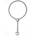 Heart Lariat Chain Necklace for Gothic Punk and Dark Feminine Fashion