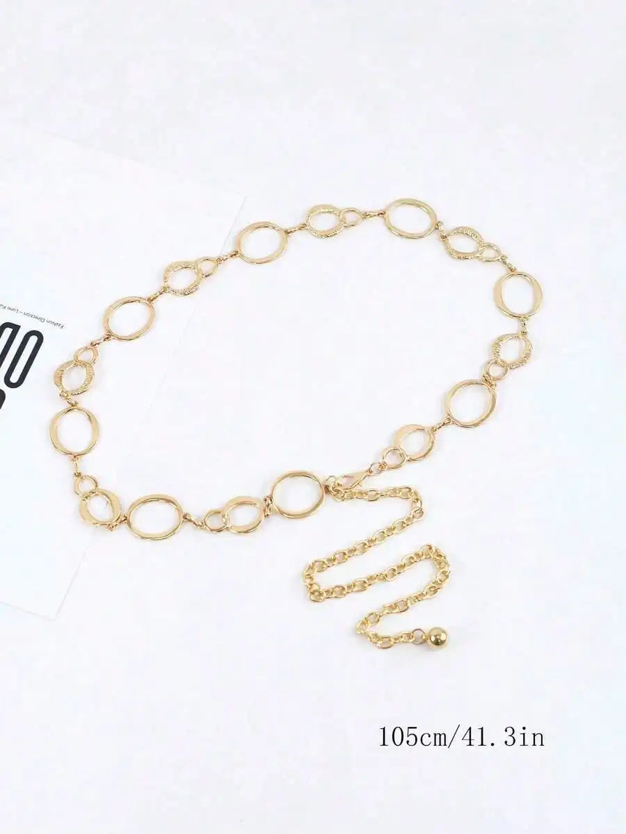 Minimalist Circle Link Waist Chain for Modern Alternative Fashion Outfits