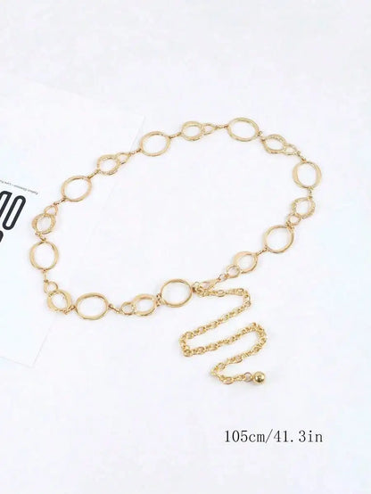 Minimalist Circle Link Waist Chain for Modern Alternative Fashion Outfits