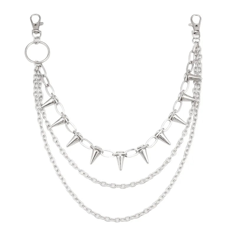 Layered Spike Chain Belt Accessory for Punk, Grunge and Gothic Outfits