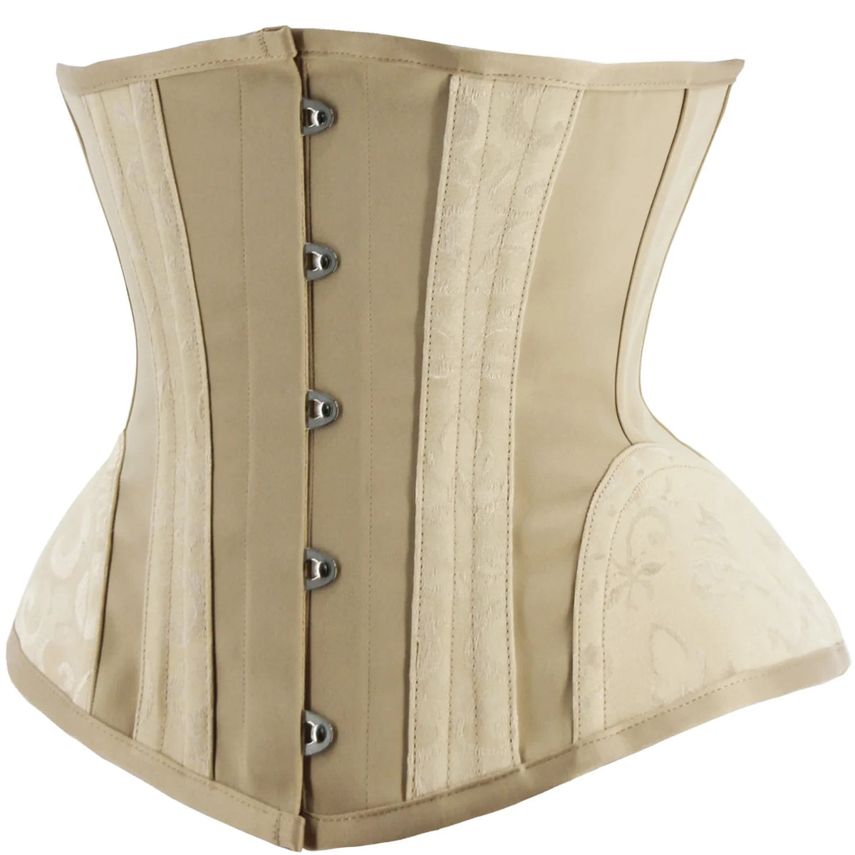 Black Underbust Corset Waist Cincher with Textured Floral Side Panels