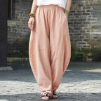 Women's High Waist Balloon Leg Casual Trousers with Relaxed Fit and Pocket Design
