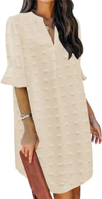 Oversized V-Neck Mini Dress with Ruffle Sleeves Contemporary Casual Streetwear Style