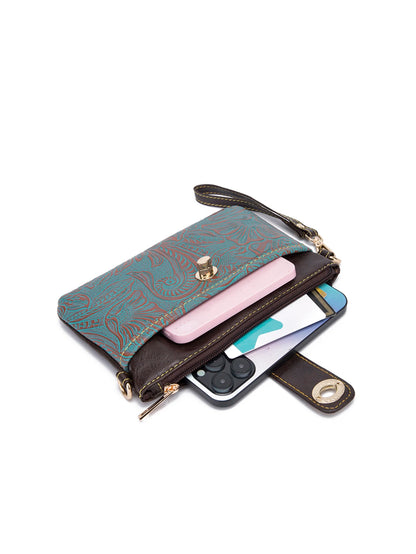 Floral Embossed Crossbody Satchel Bag with Multi Compartment Storage Design