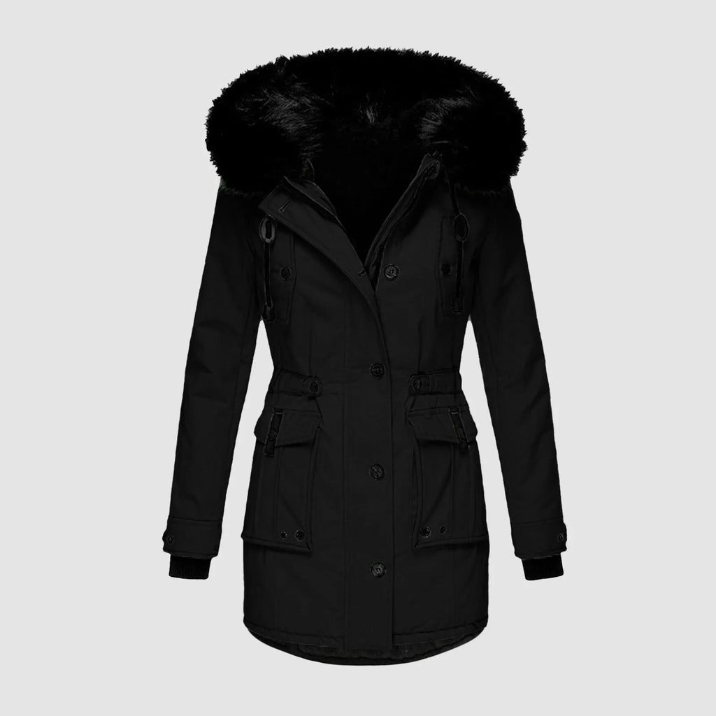 Women's Hooded Thick Padded Utility Jacket with Faux Fur Trim Everyday Winter Streetwear Coat