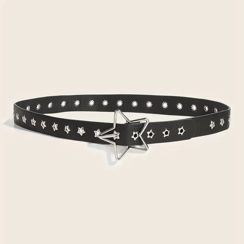Star Eyelet Rivet Waist Belt for Gothic Punk Y2K Fashion Looks