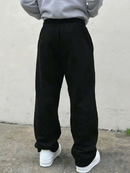 Men's Relaxed Fit Graphic Sweatpants with Wide Leg Streetwear Style