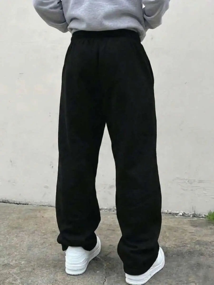 Men's Loose Fit Casual Knit Sweatpants with Relaxed Straight Leg Everyday Streetwear Style