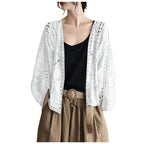 Women's Open Front Lightweight Knit Cardigan with Relaxed Three Quarter Sleeves