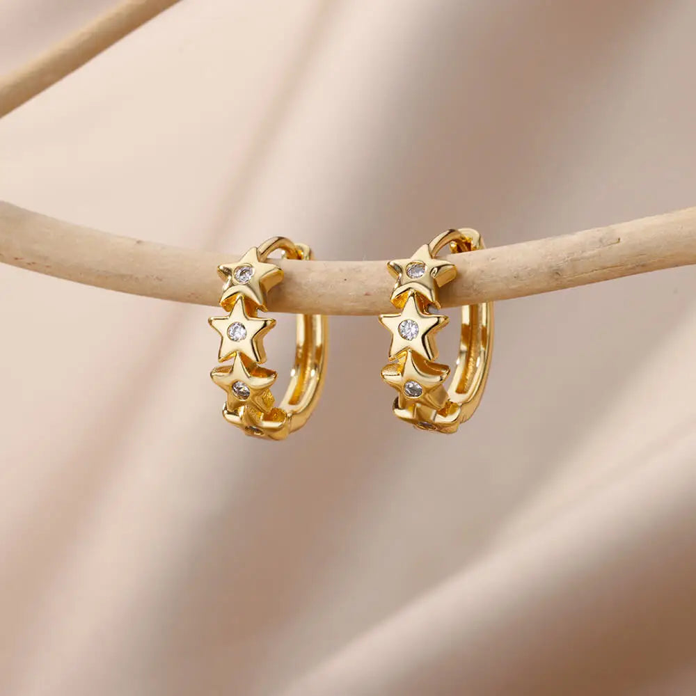 Celestial Star Hoop Earrings Y2K Alternative Fashion Statement Jewelry