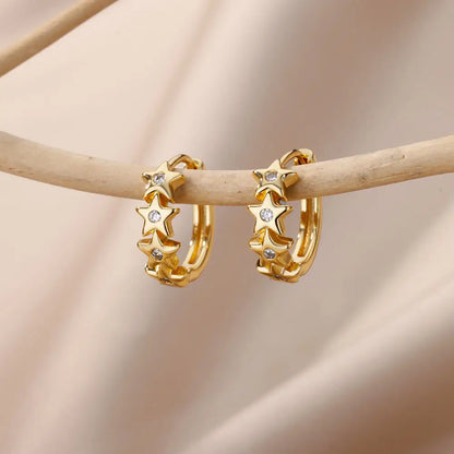 Celestial Star Hoop Earrings Y2K Alternative Fashion Statement Jewelry
